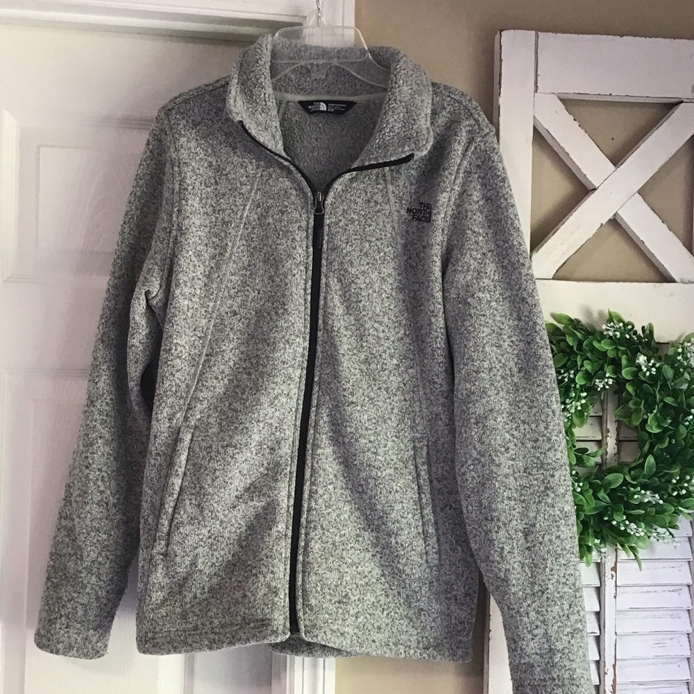 The North Face Ladies Light Gray Zip-Up Fleece Jacket sz Med.
